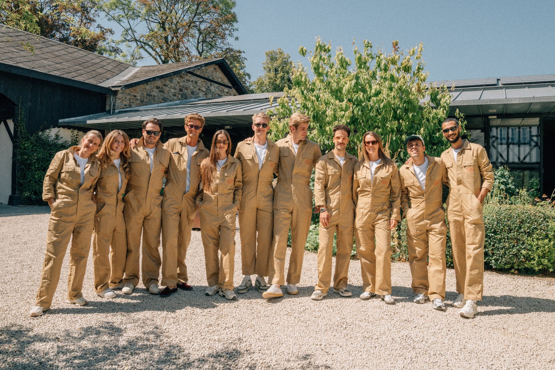 The Chrome & Concrete team in matching overalls
